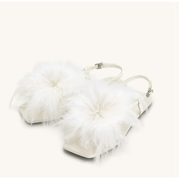 JW PEI Fluffy Flats Sandals - White - Picture 1 of 6